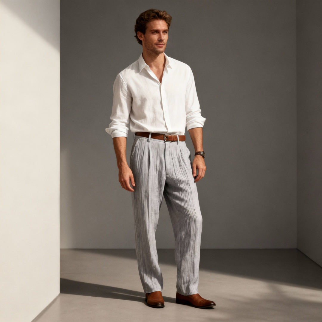 Men's Linen and Cotton Pants – Lightweight Straight and Casual Fit