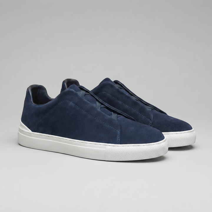 Men's Slip-On Shoes – Suede-Like Upper with Cross Strap
