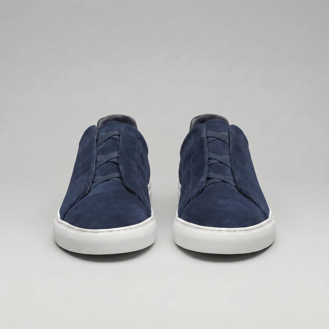 Men's Slip-On Shoes – Suede-Like Upper with Cross Strap