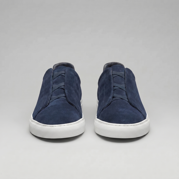 Men's Slip-On Shoes – Suede-Like Upper with Cross Strap