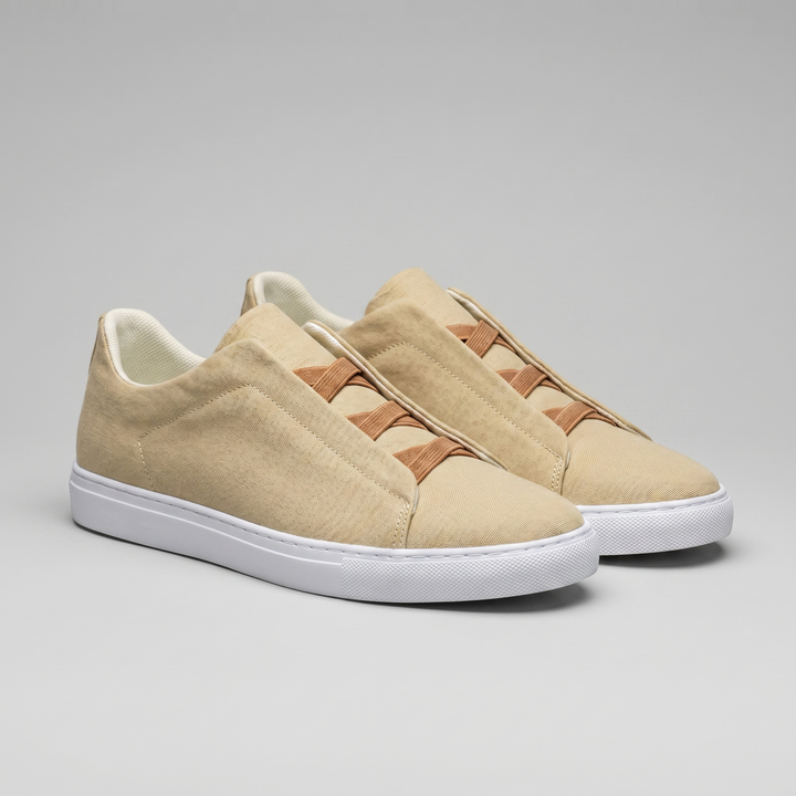 Men's Slip-On Shoes – Suede-Like Upper with Cross Strap
