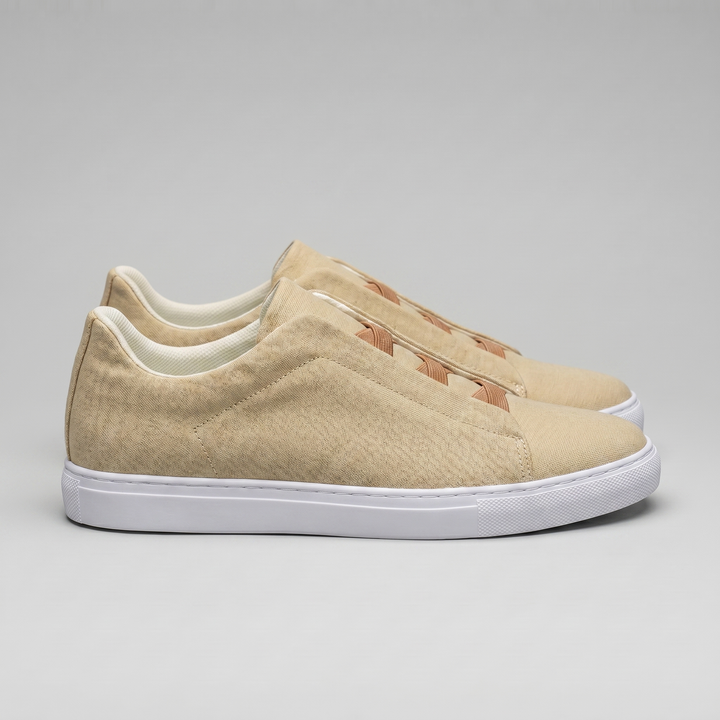 Men's Slip-On Shoes – Suede-Like Upper with Cross Strap