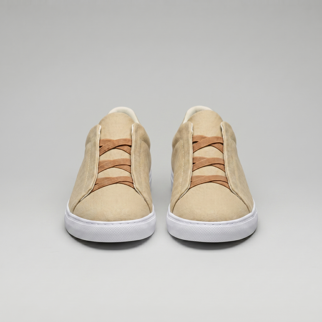 Men's Slip-On Shoes – Suede-Like Upper with Cross Strap