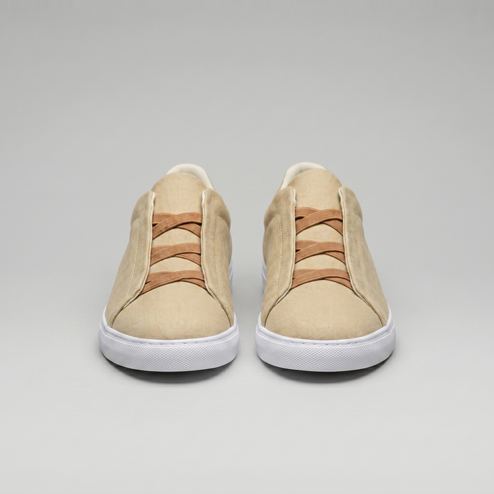 Men's Slip-On Shoes – Suede-Like Upper with Cross Strap