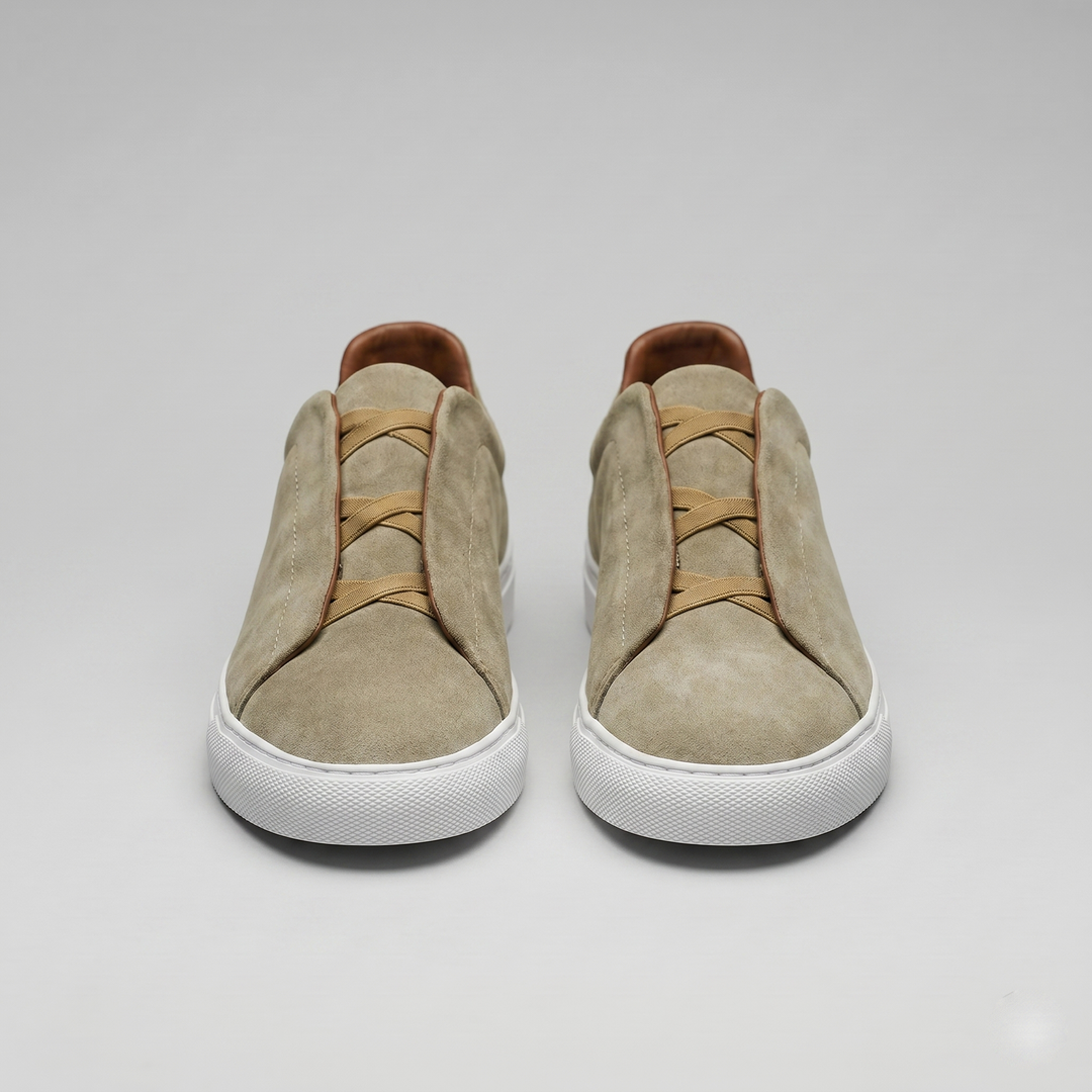 Men's Slip-On Shoes – Suede-Like Upper with Cross Strap