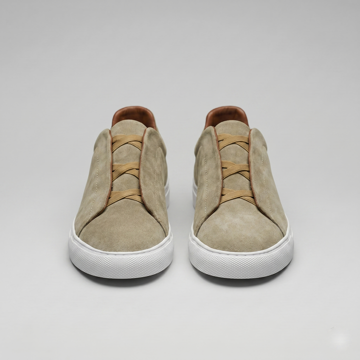 Men's Slip-On Shoes – Suede-Like Upper with Cross Strap
