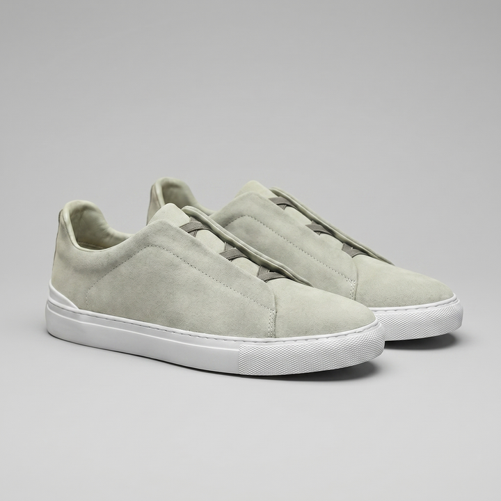 Men's Slip-On Shoes – Suede-Like Upper with Cross Strap
