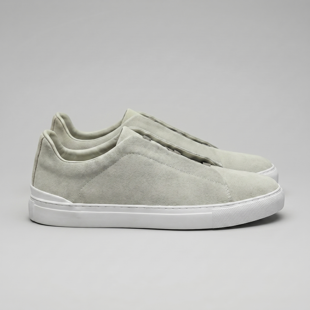 Men's Slip-On Shoes – Suede-Like Upper with Cross Strap