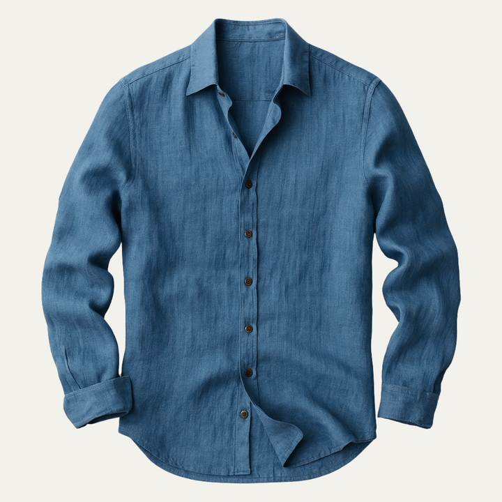 Men's Cotton-Linen Shirt – Relaxed Fit Long Sleeves