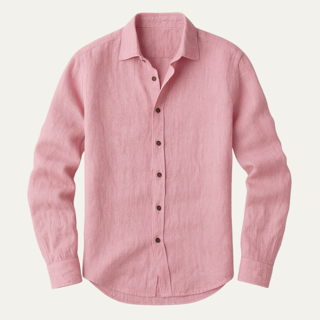 Men's Cotton-Linen Shirt – Relaxed Fit Long Sleeves