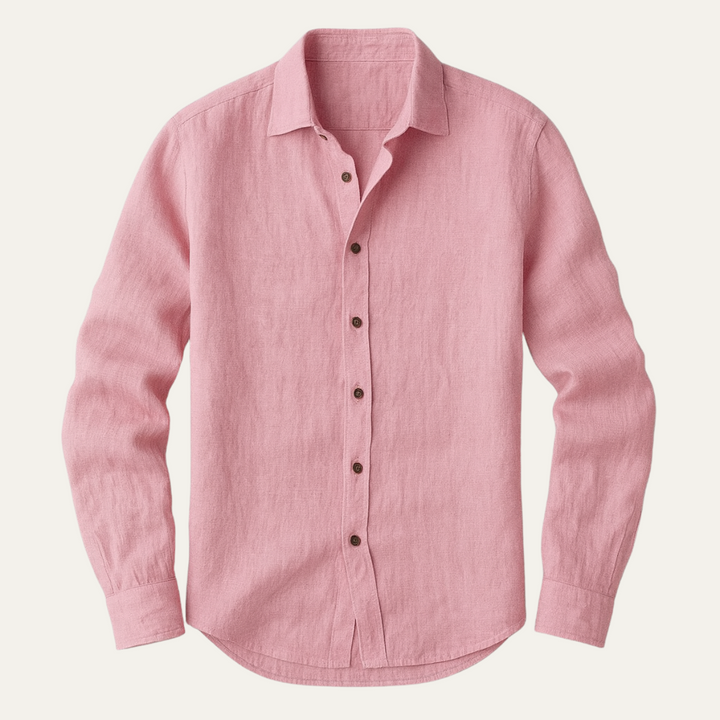 Men's Cotton-Linen Shirt – Relaxed Fit Long Sleeves