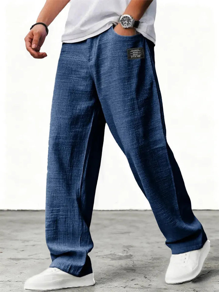 Men's Wide Cotton Blend Pants – Relaxed Fit
