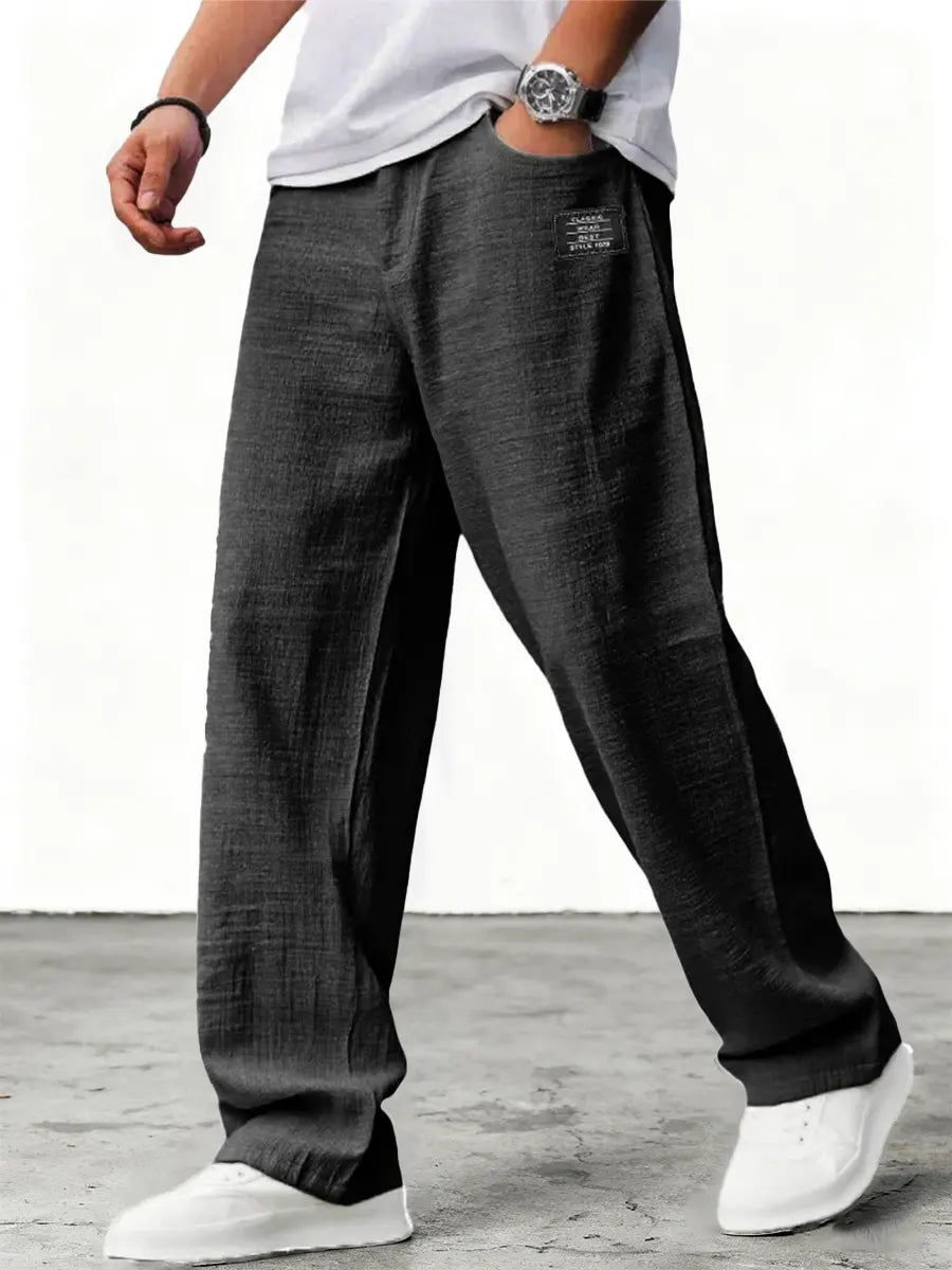 Men's Wide Cotton Blend Pants – Relaxed Fit