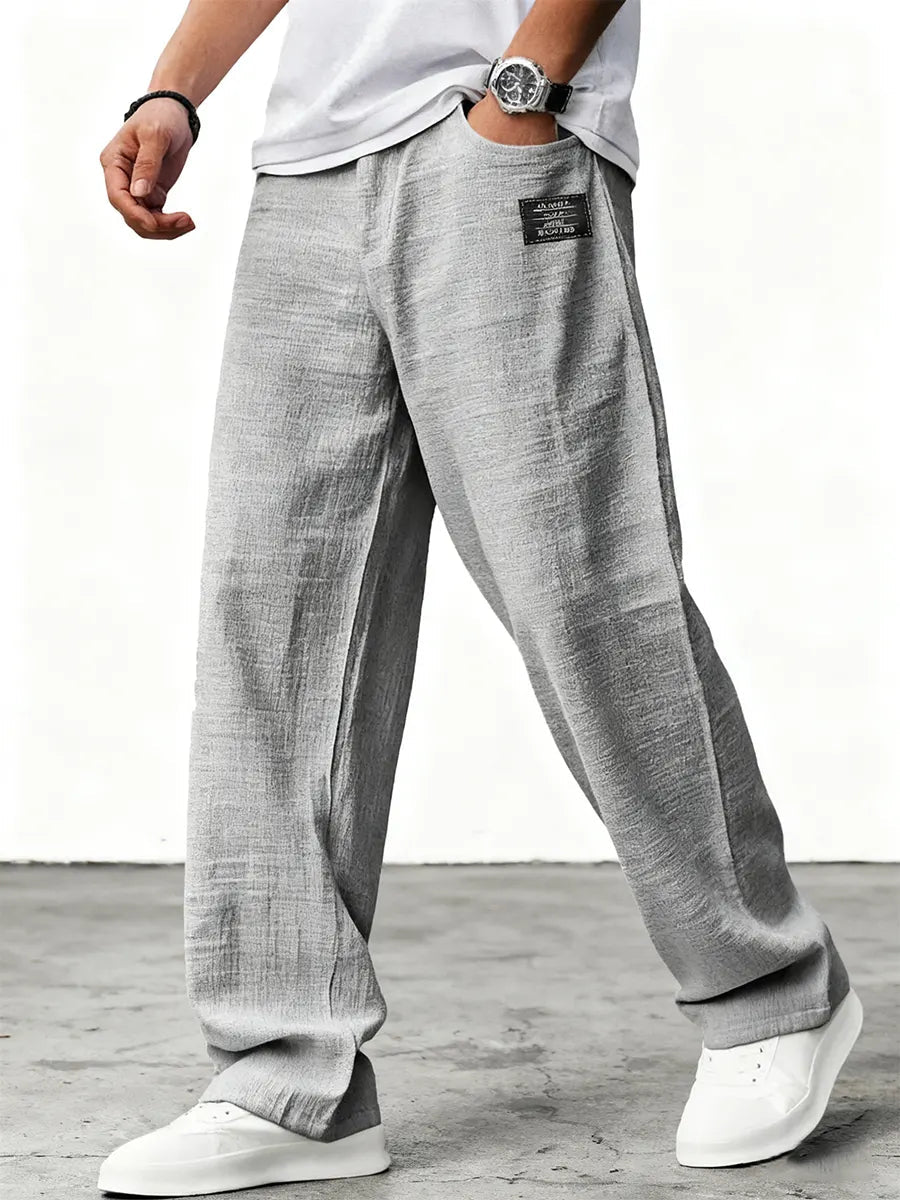 Men's Wide Cotton Blend Pants – Relaxed Fit