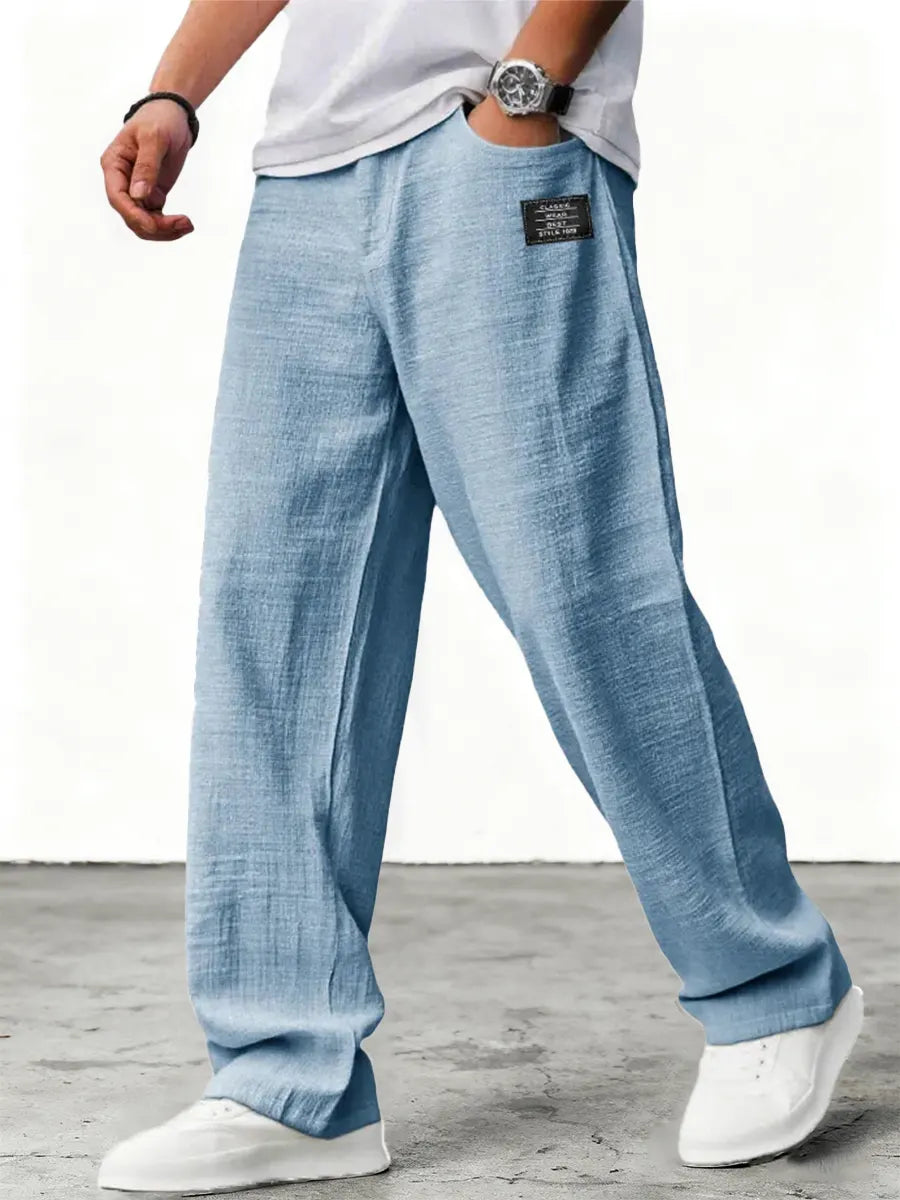 Men's Wide Cotton Blend Pants – Relaxed Fit