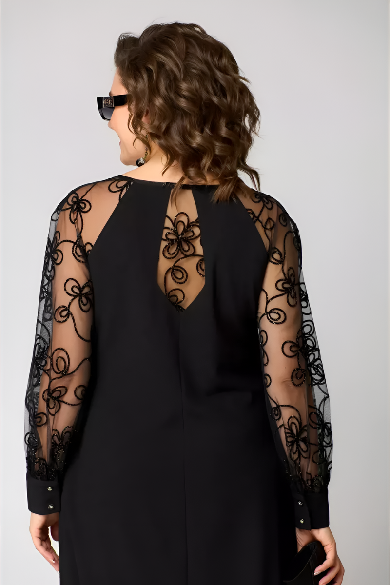 Midi-Kleid für Damen mit Spitzenärmeln – Lässiger A-Linien-Schnitt
