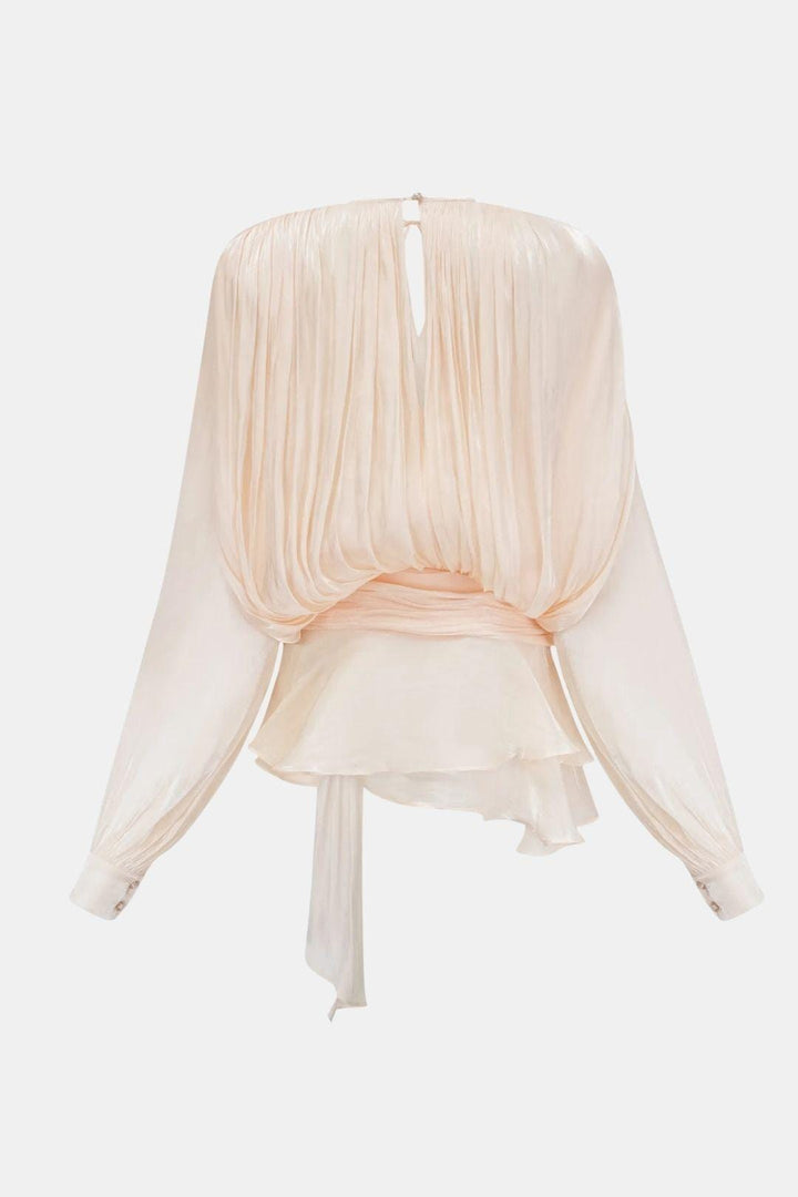 Women's Mini Dress in Woven Fabric – Eyelet Lace Collar & Ruffled Hem