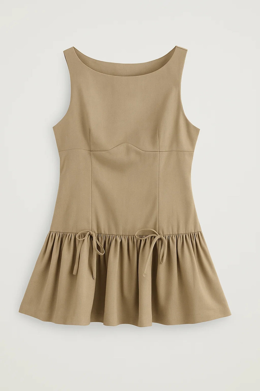 Robe Mini Femme Sans Manches – Ourlet Volants Coupe Droite Élégante