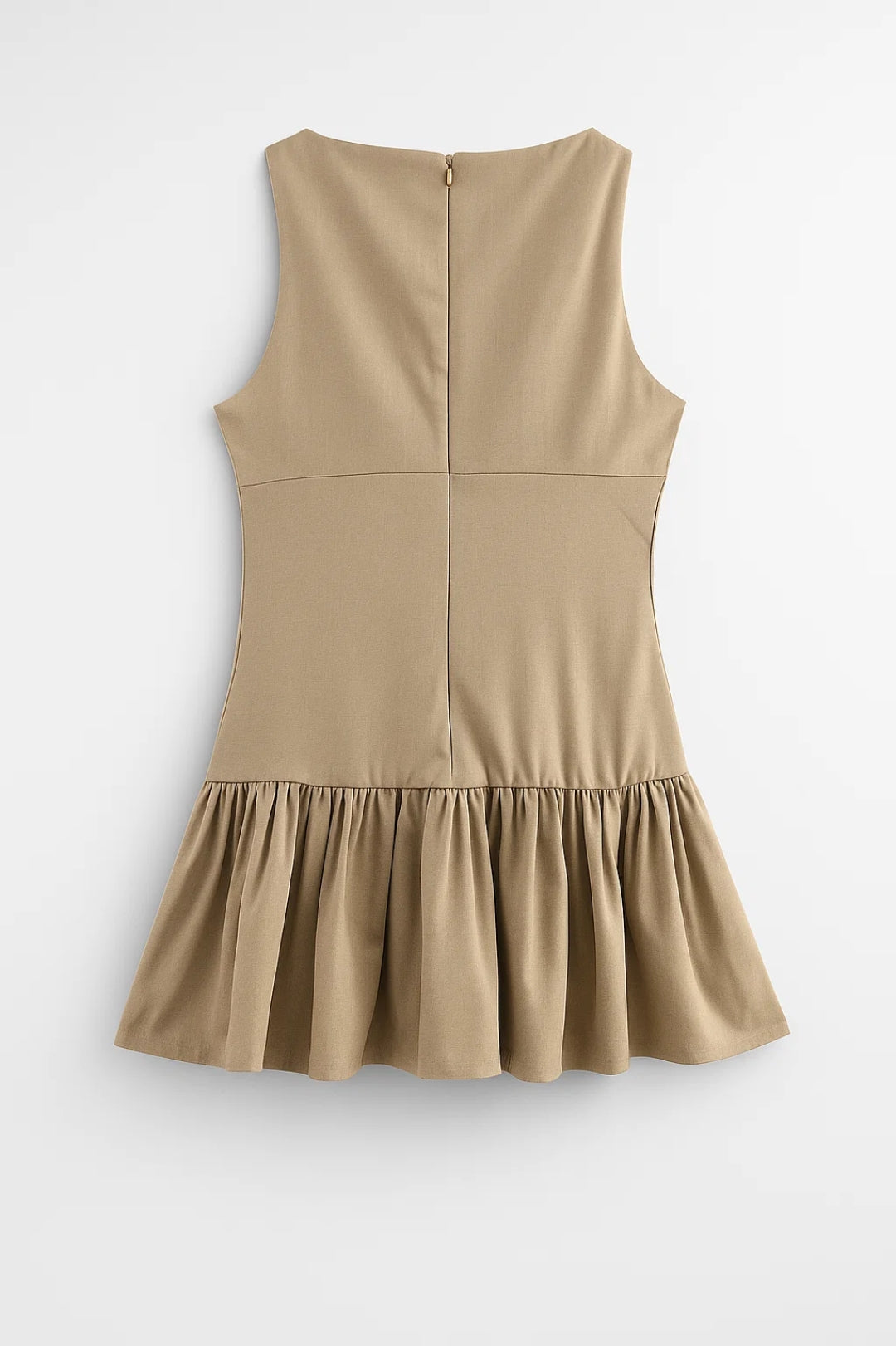 Robe Mini Femme Sans Manches – Ourlet Volants Coupe Droite Élégante