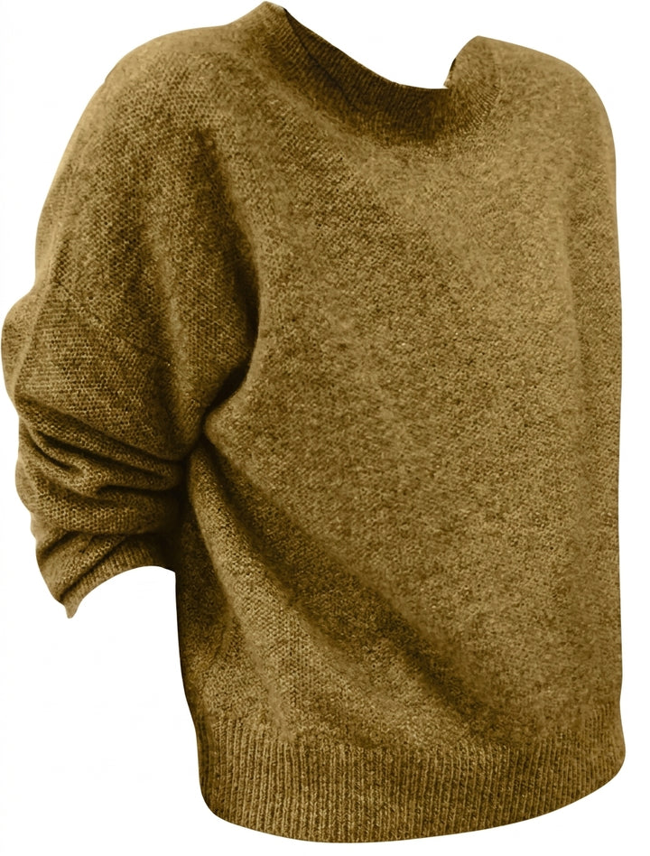 Pull Femme Effet Superposé – Maille Mi-Longue Coupe Loose
