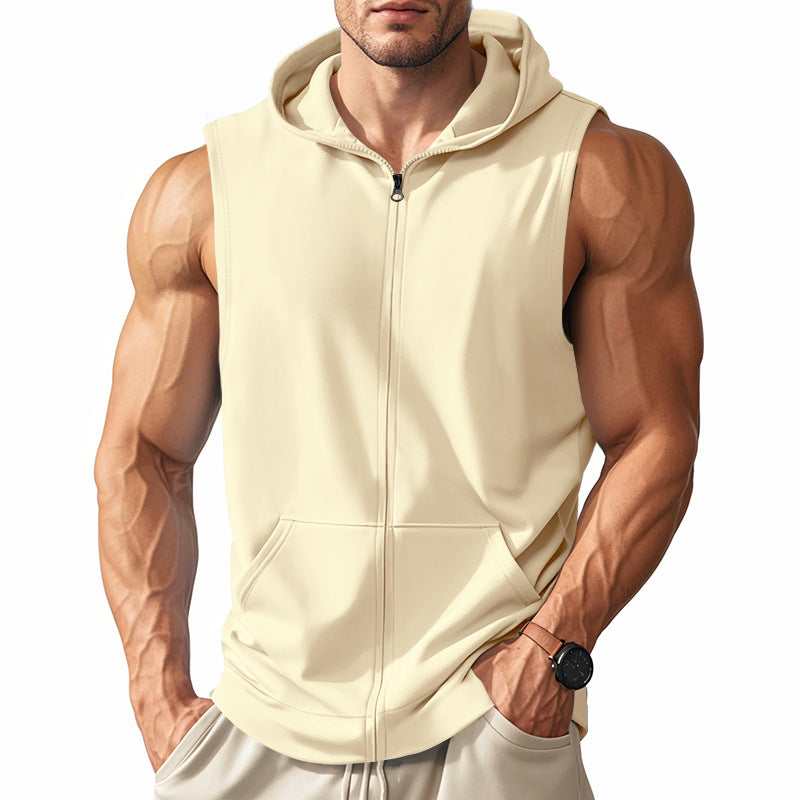 Débardeur Homme à Capuche Zippé – Coupe Ajustée Sport