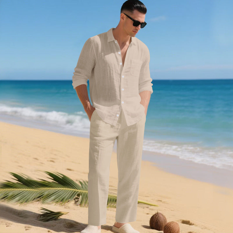 Completo Uomo Lin – Camicia e Pantaloni Leggeri Due Pezzi