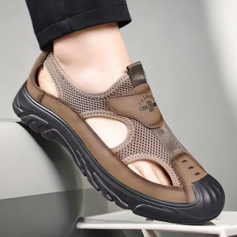 Men's Closed-Toe Hiking Sandals – Breathable Mesh & Grip Sole