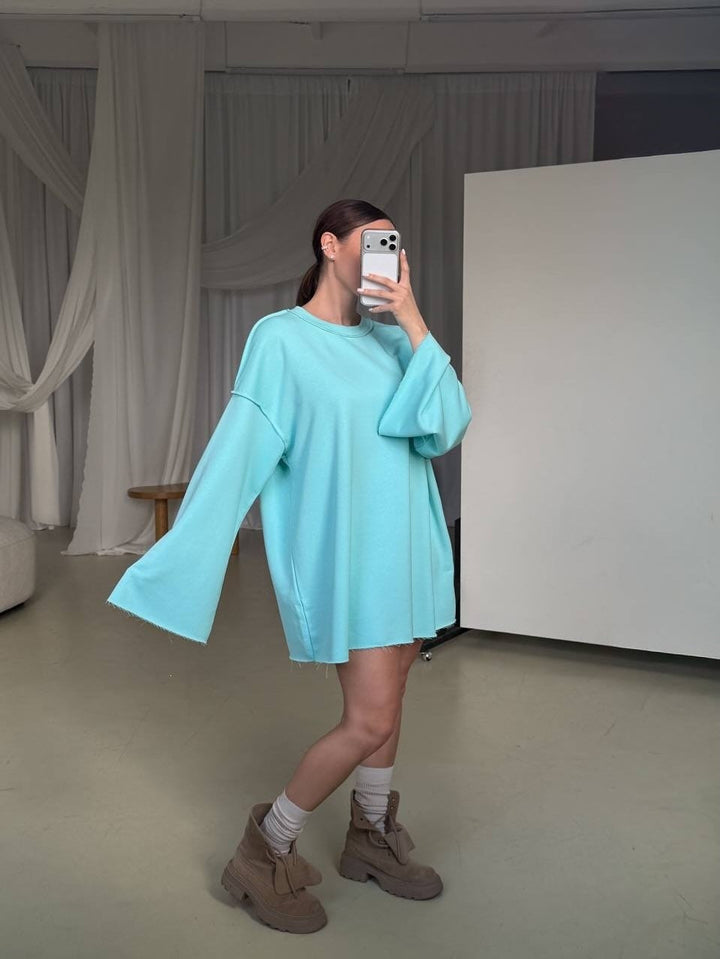 Robe Pull Femme Oversize – Manches Trompette Évasées