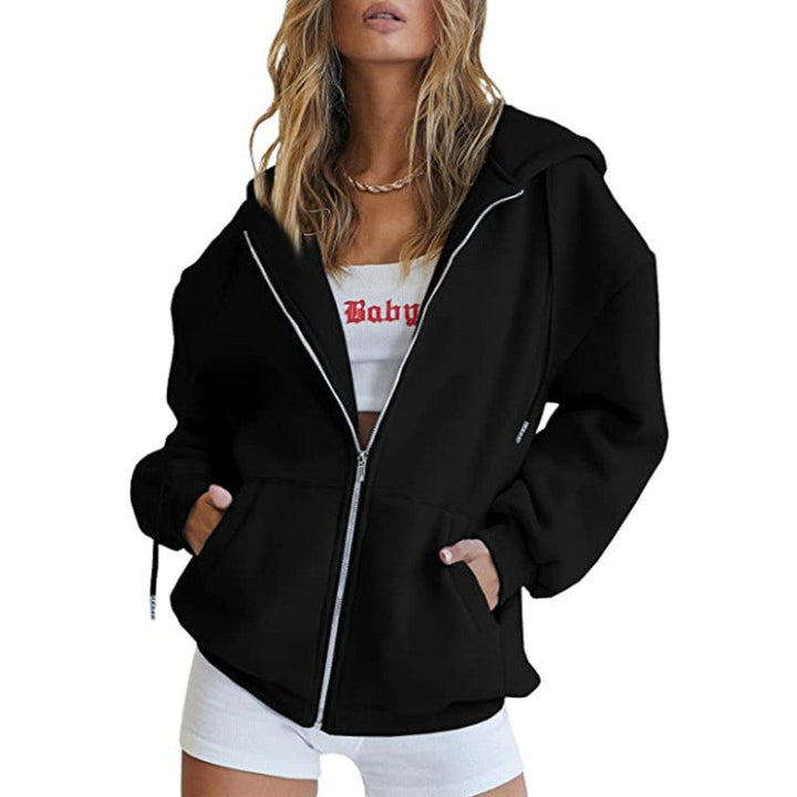 Veste à Capuche Femme Oversize Zippée – Poches Kangourou