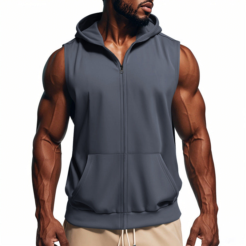 Débardeur Homme à Capuche Zippé – Coupe Ajustée Sport