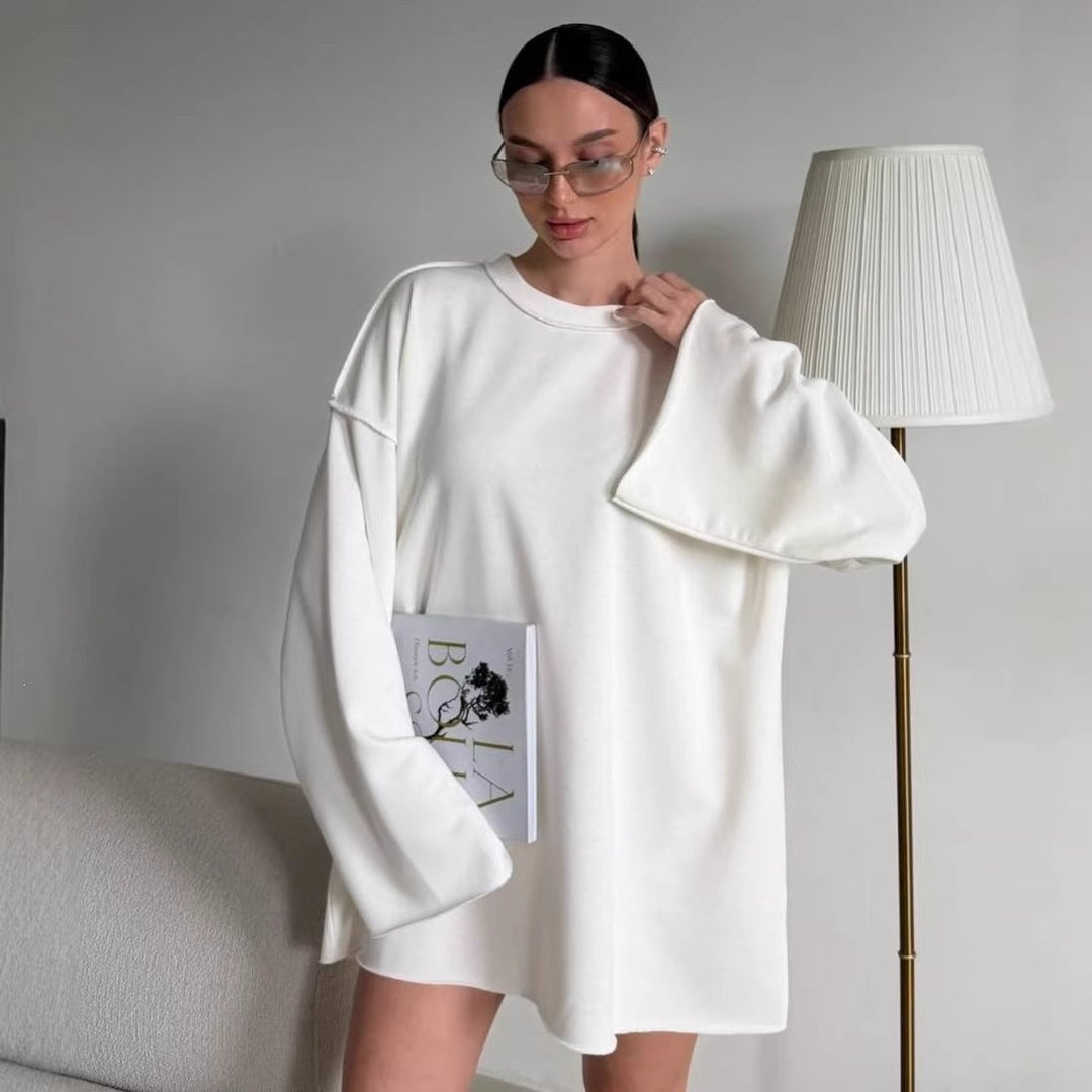 Robe Pull Femme Oversize – Manches Trompette Évasées