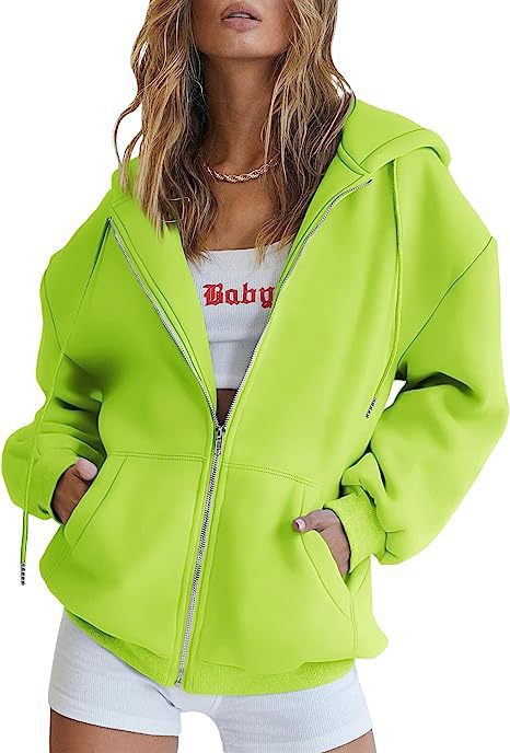 Veste à Capuche Femme Oversize Zippée – Poches Kangourou