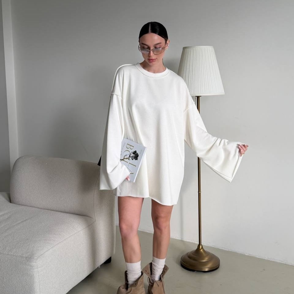 Robe Pull Femme Oversize – Manches Trompette Évasées