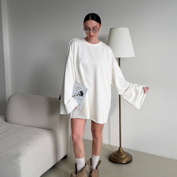 Robe Pull Femme Oversize – Manches Trompette Évasées