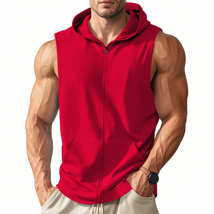 Débardeur Homme à Capuche Zippé – Coupe Ajustée Sport