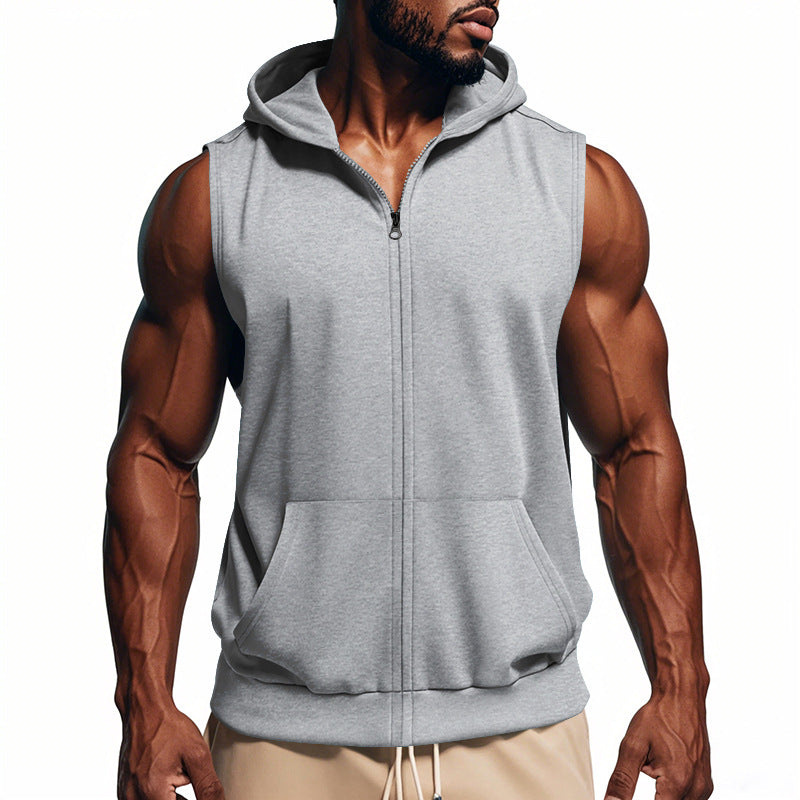 Débardeur Homme à Capuche Zippé – Coupe Ajustée Sport
