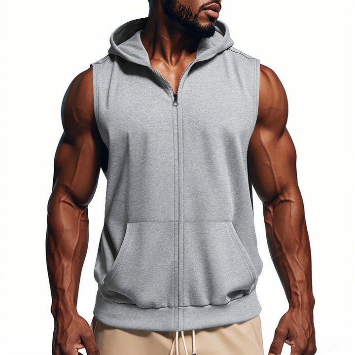 Débardeur Homme à Capuche Zippé – Coupe Ajustée Sport