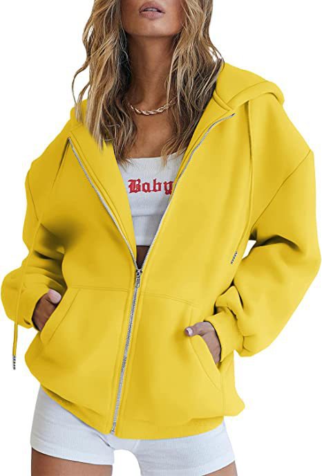 Veste à Capuche Femme Oversize Zippée – Poches Kangourou