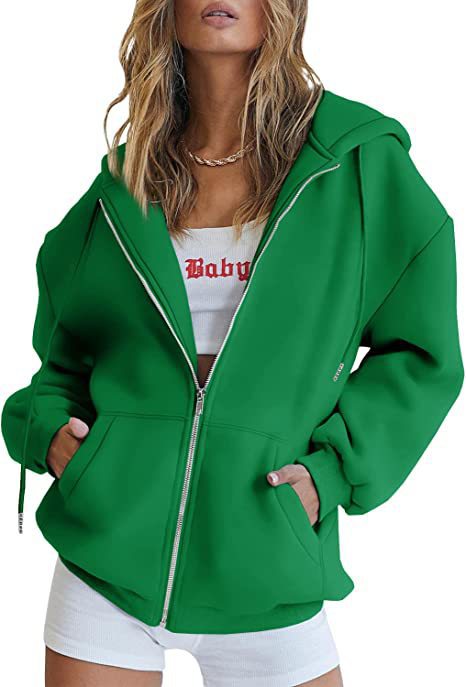 Veste à Capuche Femme Oversize Zippée – Poches Kangourou