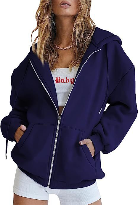 Veste à Capuche Femme Oversize Zippée – Poches Kangourou