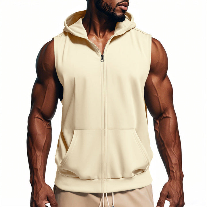 Débardeur Homme à Capuche Zippé – Coupe Ajustée Sport