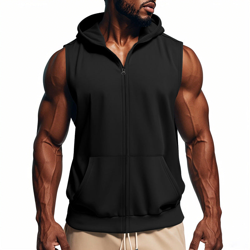 Débardeur Homme à Capuche Zippé – Coupe Ajustée Sport