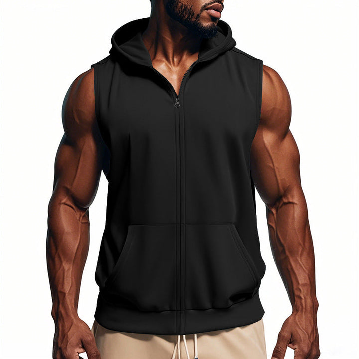Débardeur Homme à Capuche Zippé – Coupe Ajustée Sport