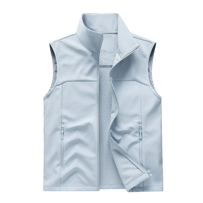Gilet Homme Softshell Sans Manches – Col Montant et Poches Zippées