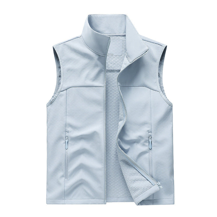 Gilet Homme Softshell Sans Manches – Col Montant et Poches Zippées