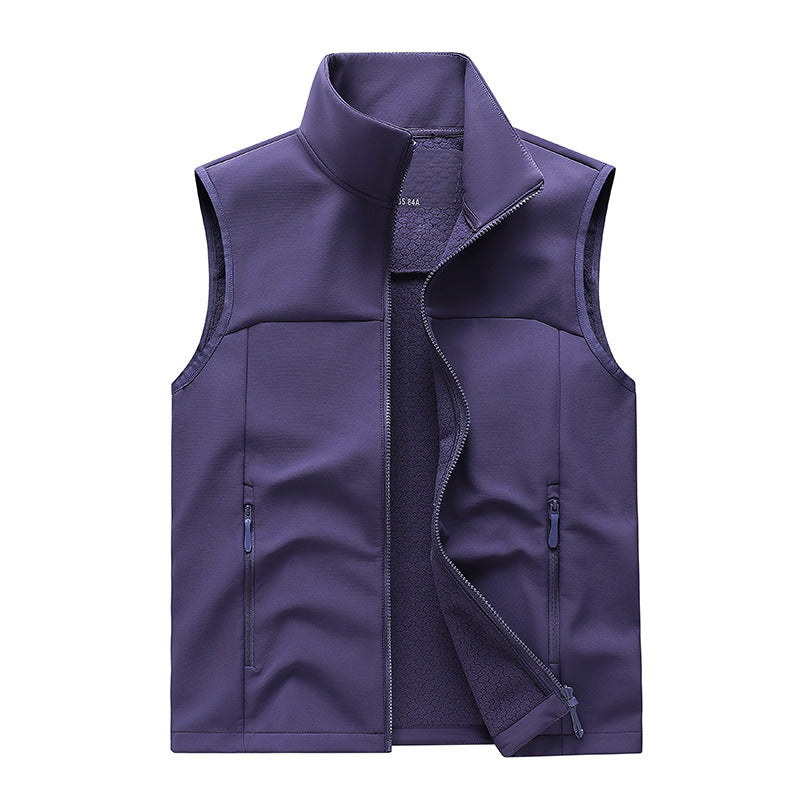 Gilet Homme Softshell Sans Manches – Col Montant et Poches Zippées