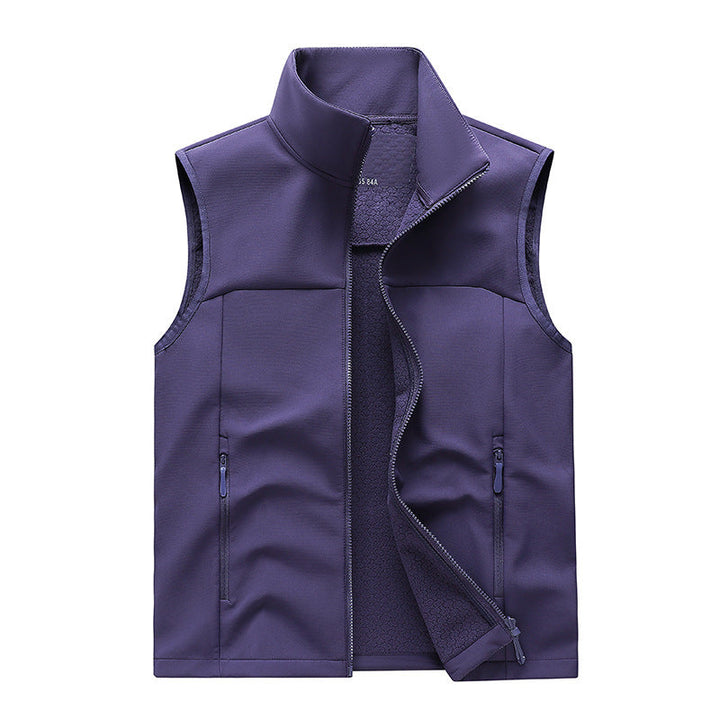 Gilet Homme Softshell Sans Manches – Col Montant et Poches Zippées