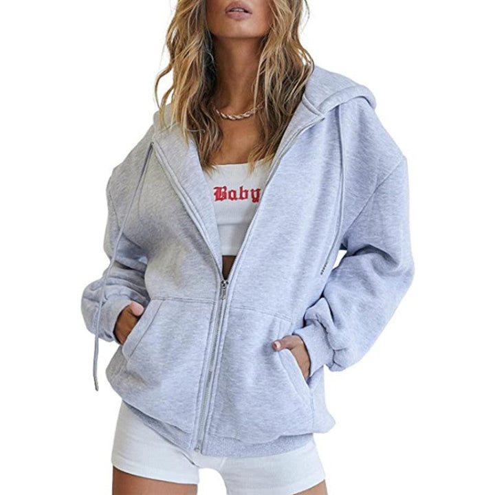 Veste à Capuche Femme Oversize Zippée – Poches Kangourou