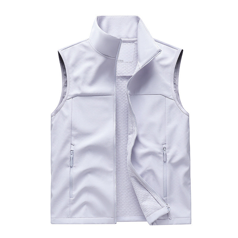 Gilet Homme Softshell Sans Manches – Col Montant et Poches Zippées