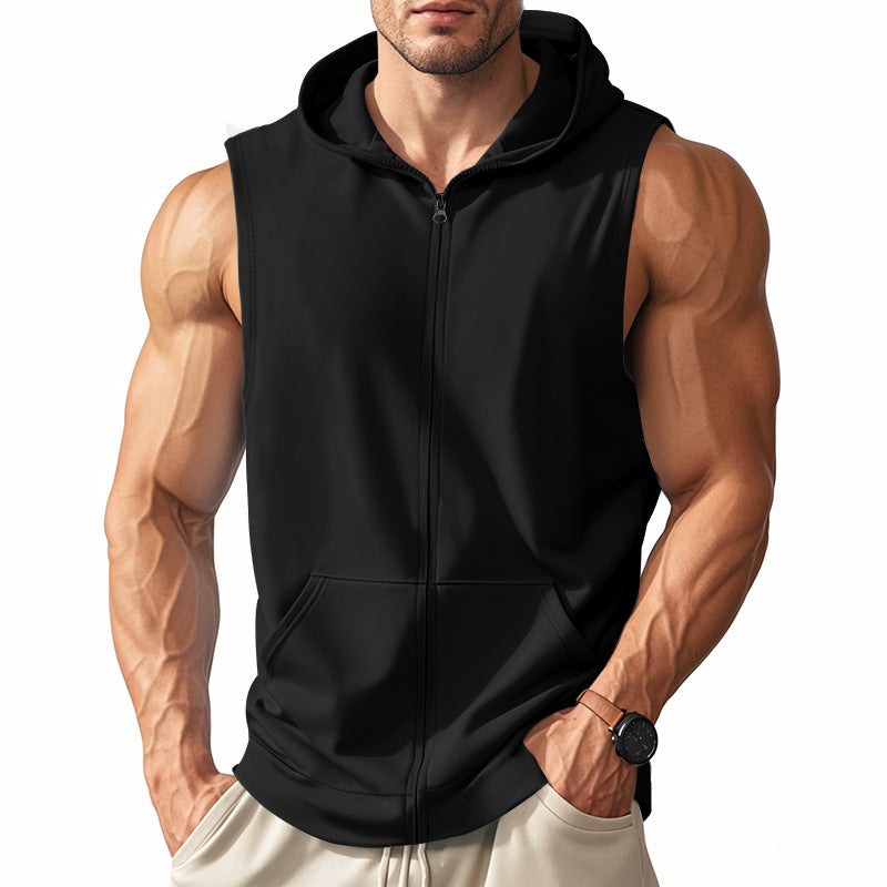 Débardeur Homme à Capuche Zippé – Coupe Ajustée Sport